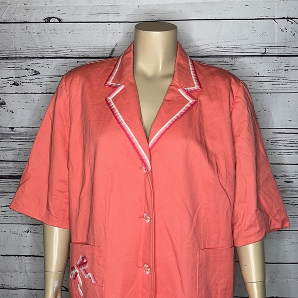 Susan Graver NWT Size 3X Pink - Ribbon Trim Flower Button Blazer Jacket - Picture 2 of 8